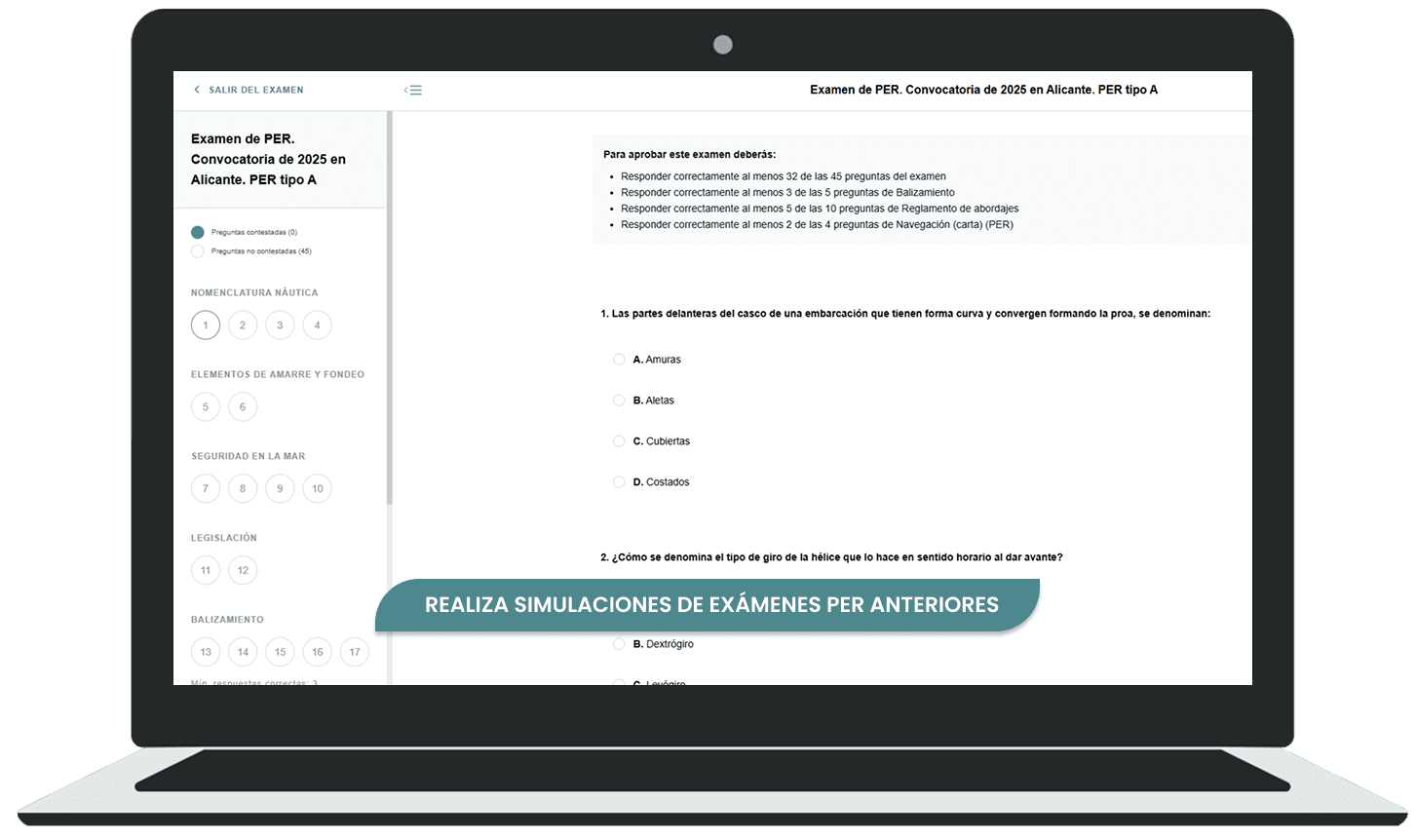 Realiza Simulaciones de exámenes del PER